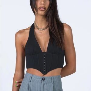Princess Polly Black Halter Crop Top